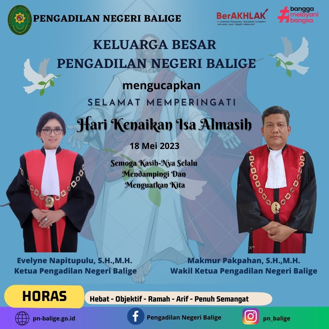 Selamat Memperingati Kenaikan ISA ALMASIH 18 mei 2023